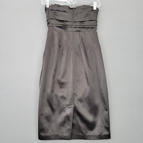 Express Black Dress Strapless Formal Midi Pleats Aline Lined Padded Women Size 2 - Picture 2 of 16